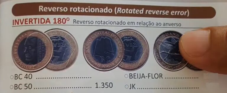 Moeda comemorativa do BC 50 anos com reverso invertido