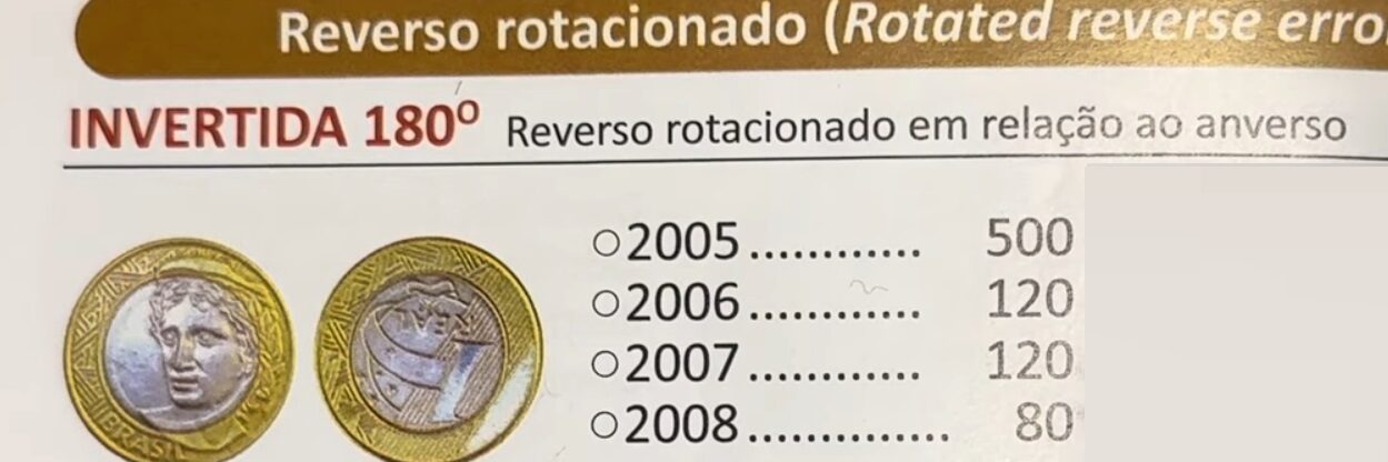 Moedas de 1 real com reverso invertido