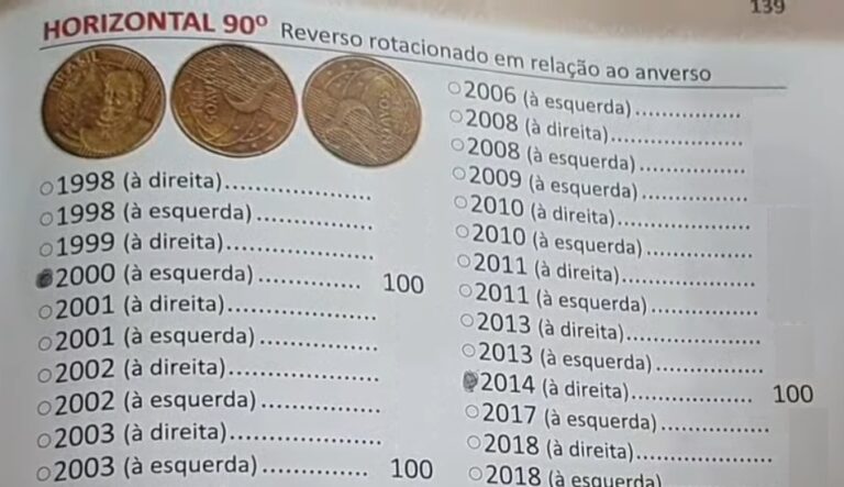 Moedas de centavos de e com reverso horizontal