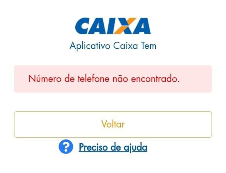 Erro no Caixa Tem. Imagem: Reprodução